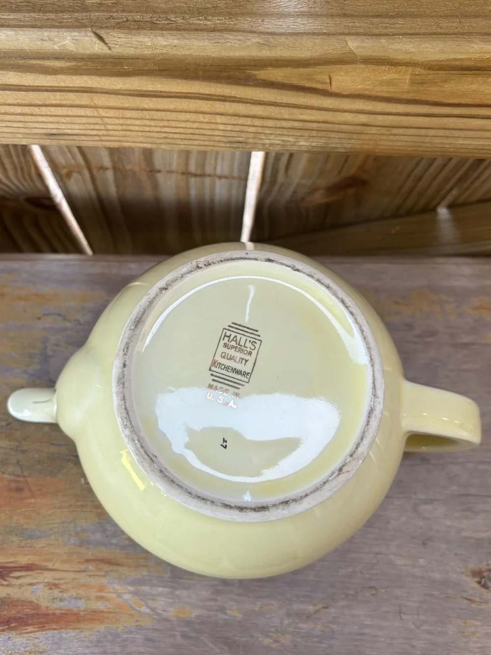 Vintage 1930s Hall Five Band Teapot, No Lid, Silhouette Pattern